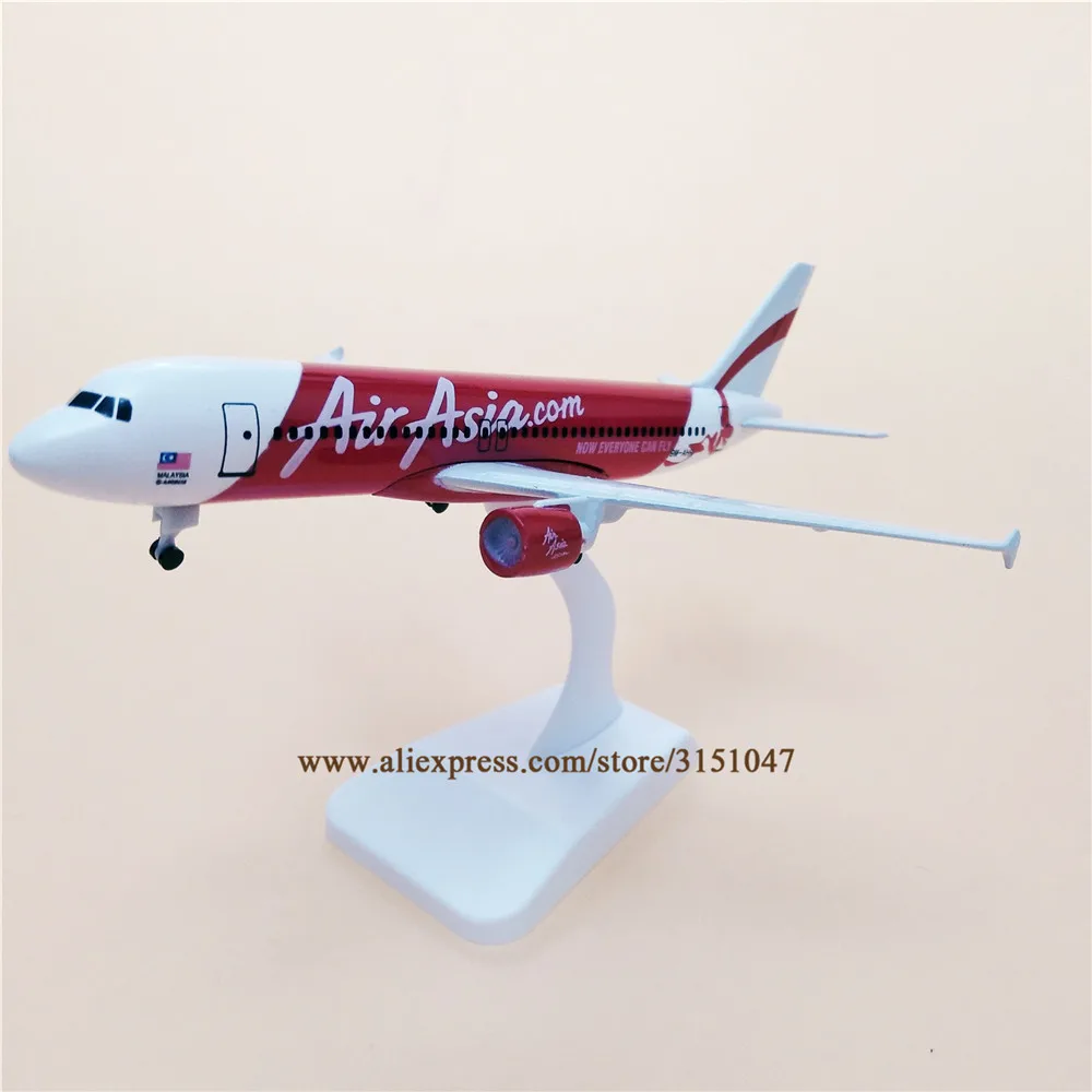 

20cm Model Airplane Red Air Asia Airlines A320 Airbus 320 Airways Airlines Metal Alloy Plane Model Diecast Aircraft