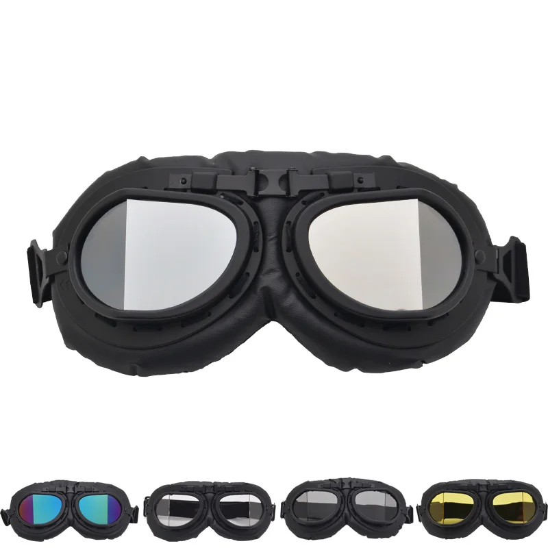 Classical Halley Style Wind Goggles for Motorcycle PC Material Leather Anti-UV HD Vison Soft Flexible Free Adjustable MSWG815817 enlarge