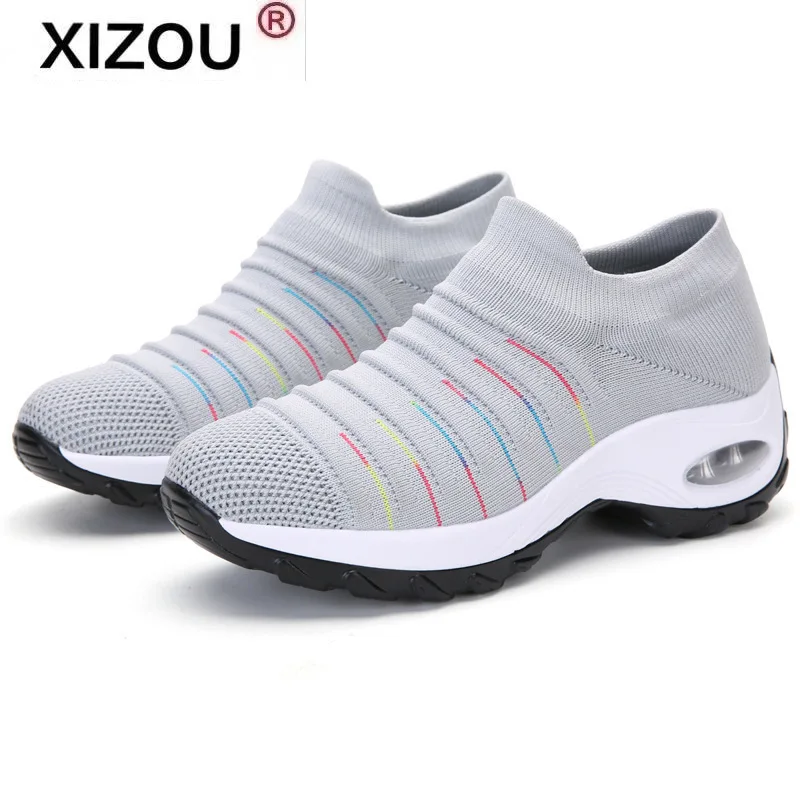 

2021 Shoes Woman Flat Soft Breathable Air Cushion Loafers Spring New Casual Platform Non Slip Sneakers Female Zapatos De Mujer