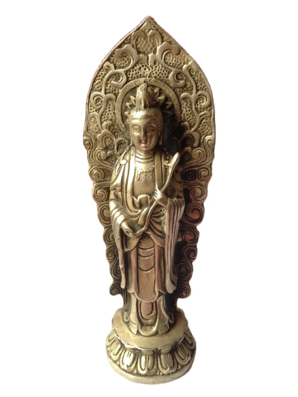 

16.2 cm */ Miao silver carved Buddha had the Buddha statue standing on the lotus metal handicraft