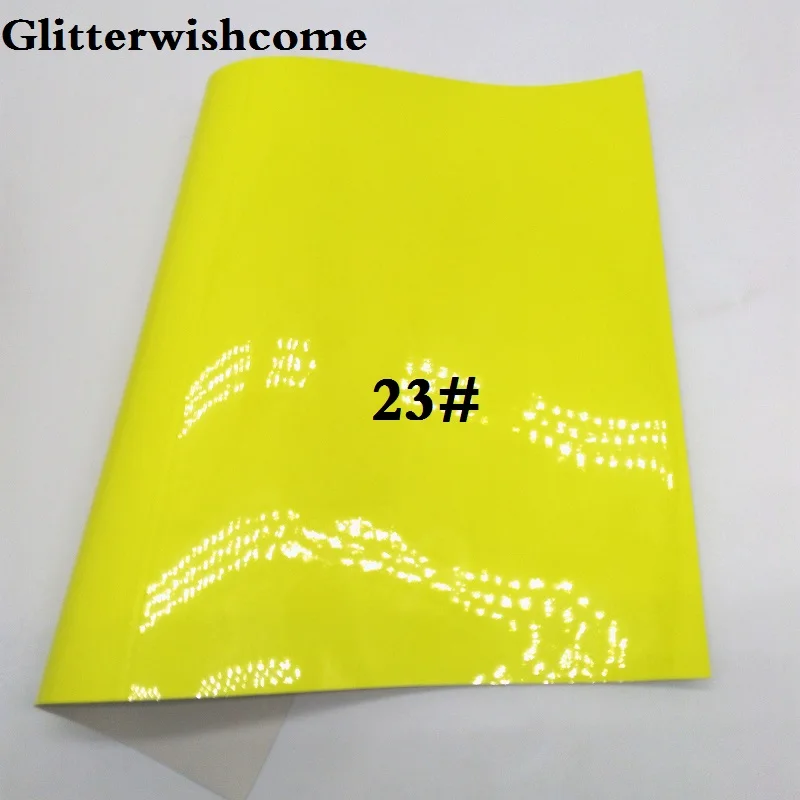 23 Glitterwishcome 21X29 см А4 Размер синтетическая кожа, Флуо лакированная гладкая кожа, искусственная из искусственной кожи Ткань Винил для бантов, GM024A - Цвет: 23