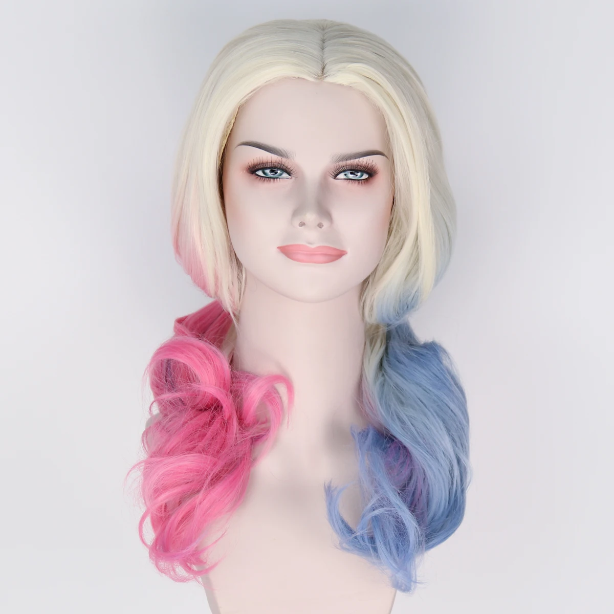 Длинные кудрявые розовые синие волосы Харли Квинн окрашенные цветные парики для