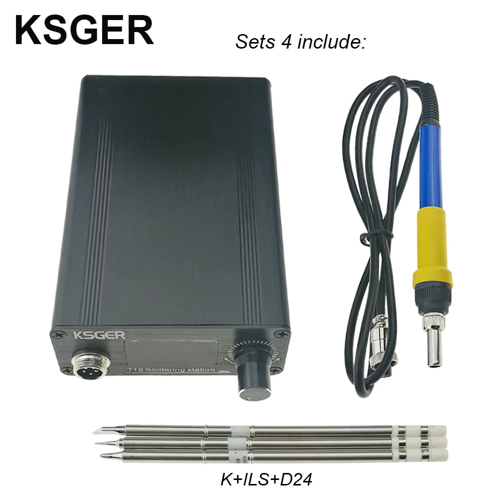 Sets 4 KSGER T12 паяльная станция STM32 цифровой контроллер алюминиевый сплав чехол 907 Паяльник ручка Автоматический Режим сна Boost T12 наконечник - Цвет: Sets 4