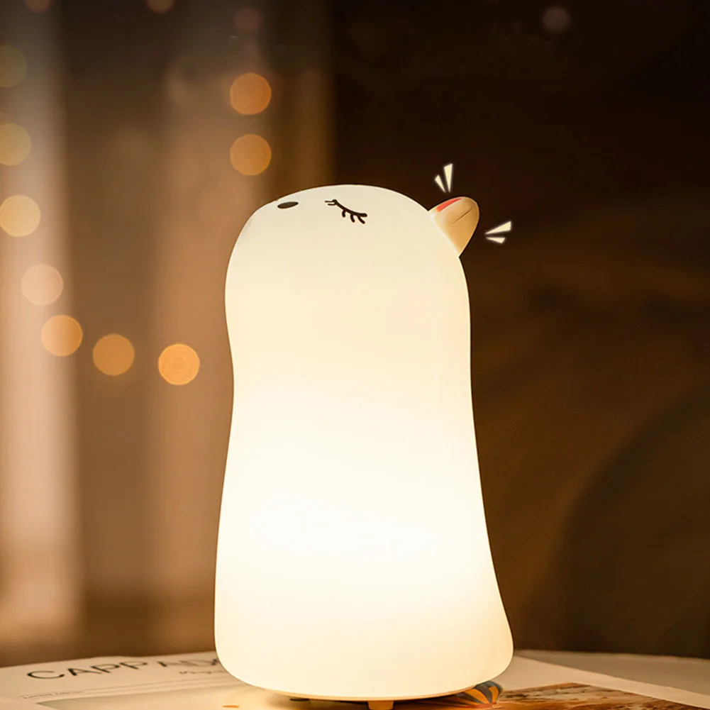 

Gift Cartoon Cat Bedside Led Night Light Bedroom Soft Silicone Remote Control For Kids Color Changing Portable Rechargeable