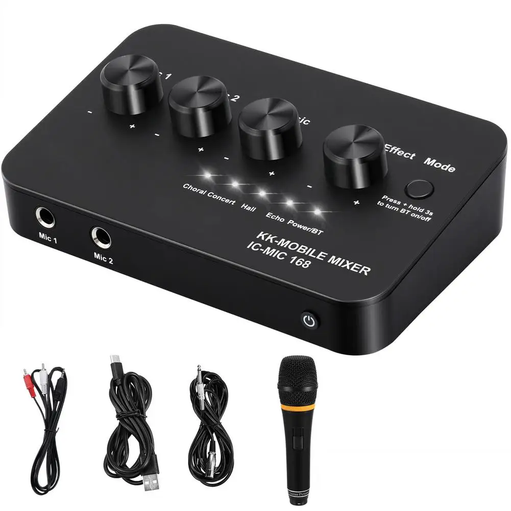 

Karaoke Mixer System With 1 UHF Wireless Microphone Portable Home Party Karaoke Machine USB Audio Sound E-cho Mixer For TV/Sma