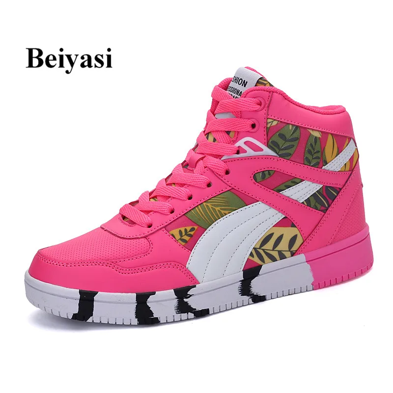Новые Модные осенние розовые кроссовки на платформе Женская обувь с высоким