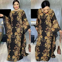 2020 autumn flower print africa clothing muslim long maxi dress high quality fashion dress for lady african dresses for women