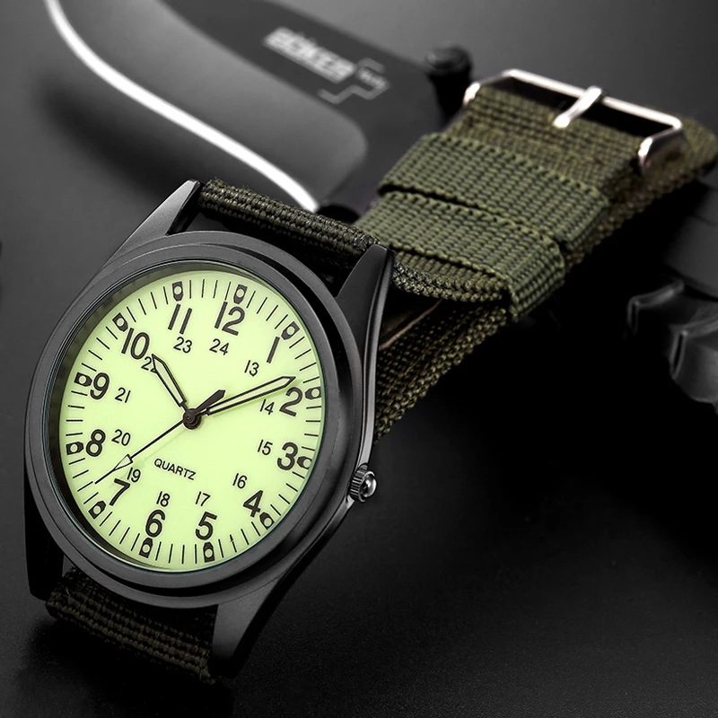 Часы наручные мужские с нейлоновым ремешком уникальные особые 22 мм спортивные в