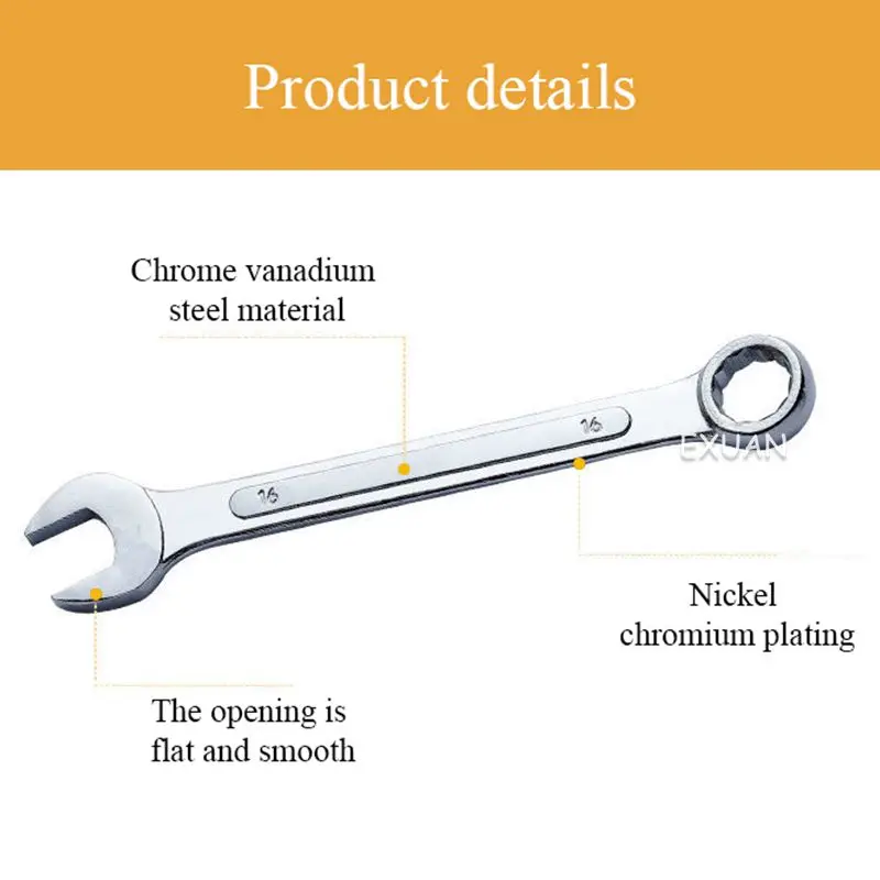 Комбинированный гаечный ключ 8-19 мм комбинированный из хромованадиевой стали