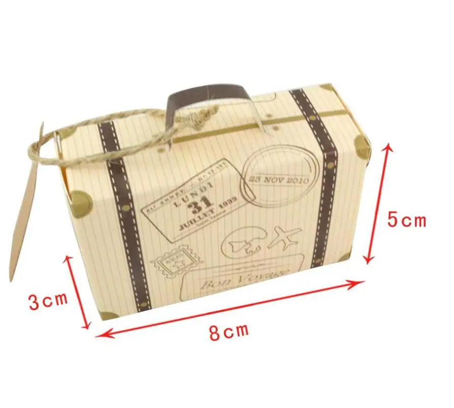 50pcs Mini Suitcase Kraft Candy Box Bonbonniere Wedding Gift Boxes Travel Themed Party for Anniversary Birthday Baby Shower | Дом и сад