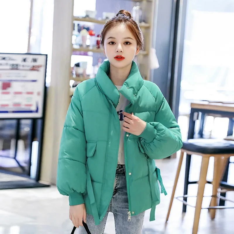 

GUUZYUVIZ Solid Thicken Winter Coat Women Loose Long Sleeve Green Purple Pink Black
