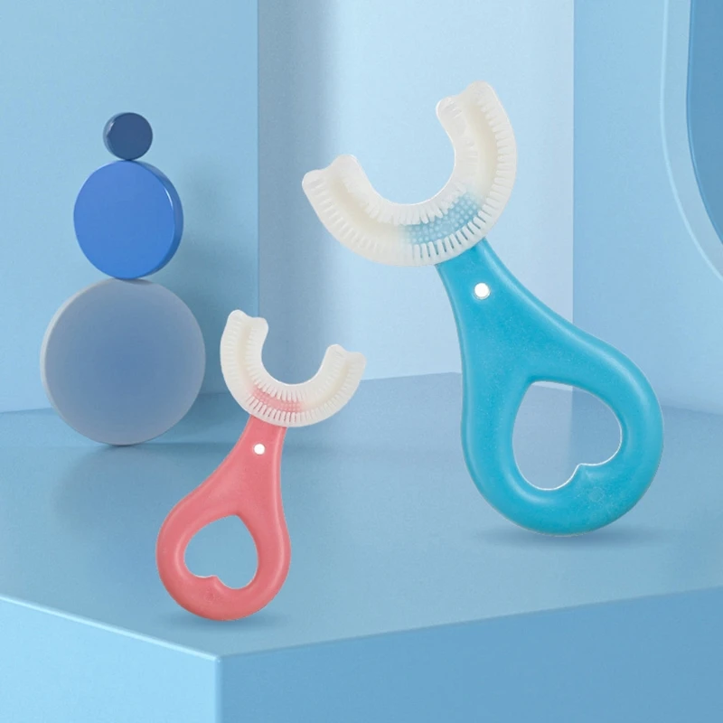 Cepillo de dientes en forma de U para beb&eacute;, cuidado bucal para ni&ntilde;os, pr&aacute;ctico y Simple, de silicona-1