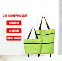 30l foldable shopping bag shopping cart wheels reusable eco waterproof shopping organizer made oxford cloth wheels for trolley