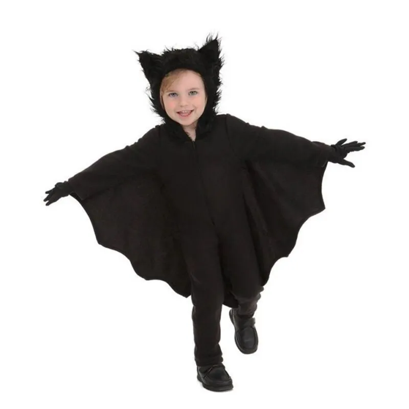

2021 New Kids Vampire Bat Cosplay Costume Boy Girl Halloween Carnival Anime Superhero Hooded Party Suit For Children