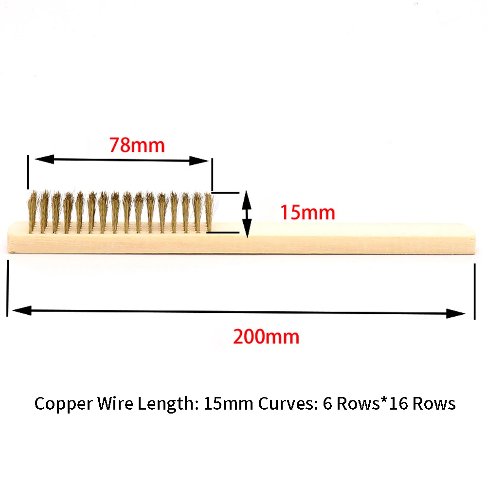 

6x16 Row Tools Rust Removal Polishing Portable Durable Cleaning Wire Brush Long Practical Grinding Wooden Handle Multipurpose