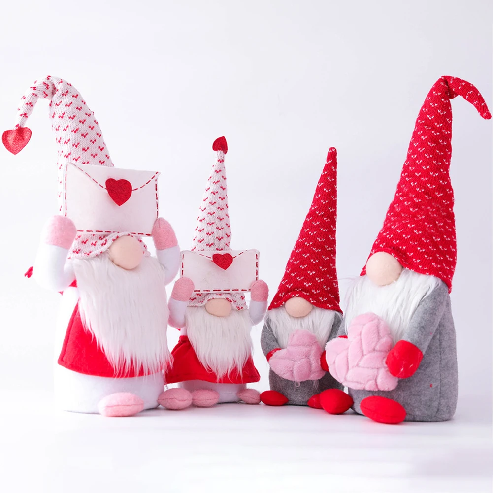 

Plush Gnome Doll Valentines Day Gnome Plush Doll Decorations with Heart Envelope Holiday Home Showcase Decoration