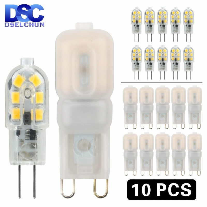Bombilla de luz LED de 3W y 5W para iluminación del hogar, lámpara LED de CA 220V y 12V CC, SMD2835, G4 y G9, para reemplazo de lámpara halógena de 20 y 30W, lote de 10 unidades