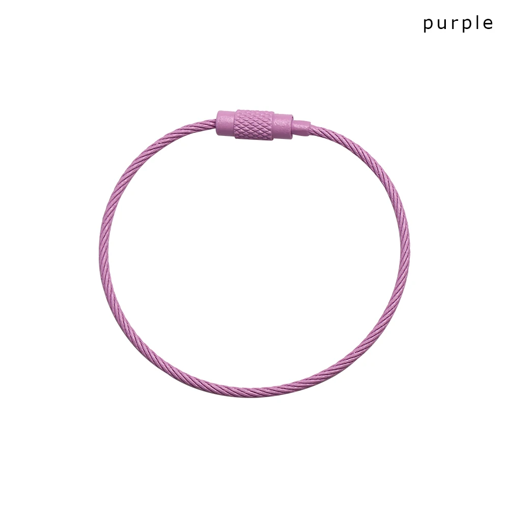 purple 10 шт., школьные канцелярские принадлежности, офисные принадлежности, ключ, проволока из нержавеющей стали, брелок, кабель, кольцо для ключей для наружного туризма, инструмент, новые настольные наборы - Цвет: purple