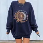 Женская Повседневная футболка с принтом Солнца и Луны, футболка в стиле Харадзюку, Свободный свитшот с длинным рукавом, футболки, топы, женская одежда, 2021