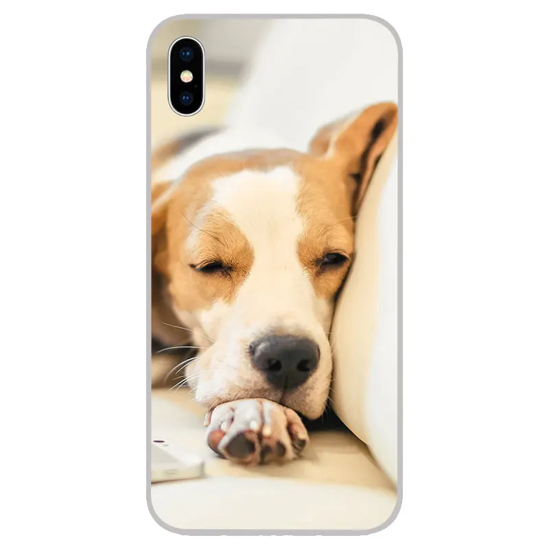 Футболка с принтом милый Бигль Силиконовые Мягкие ТПУ чехлы для iPhone 11 Pro XS Max X XR 8 7