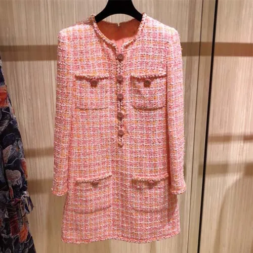 Dress only Элегантное платье большого размера, твидовое женское платье на заказ 5xl 6xl vestidos de fiesta de noche amazing ropa mujer, зимнее платье - Цвет: Dress only