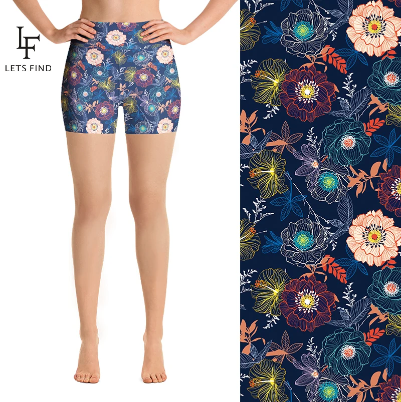 Леггинсы LETSFIND женские с цветочным принтом эластичные эффектом пуш-ап завышенной