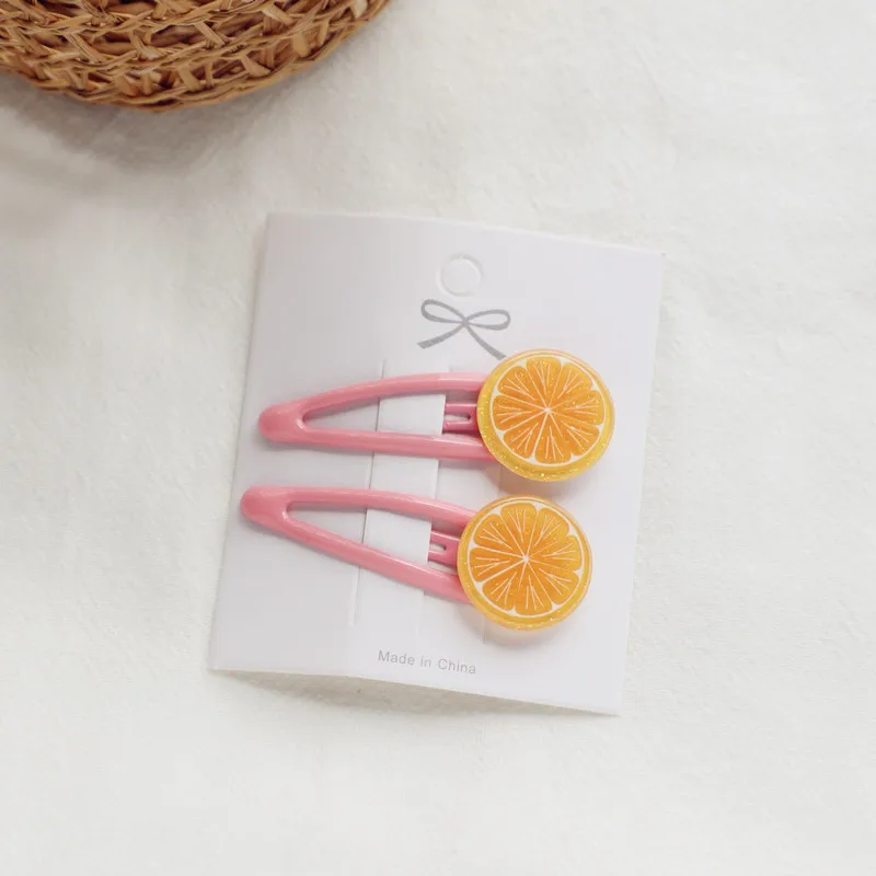 2 BB orange 2 шт./лот, модные аксессуары и клипсы для волос для девочек, детские Мультяшные овощные заколки для волос с фруктами, Детские имитирующие фруктовые заколки - Цвет: 2 BB orange