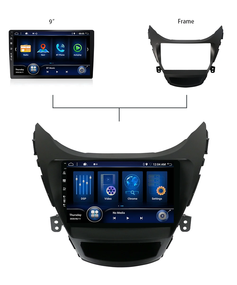 Автомобильный мультимедийный DVD-плеер Bosion Android 10 для Hyundai Elantra 2013-2013 GPS-навигация IPS