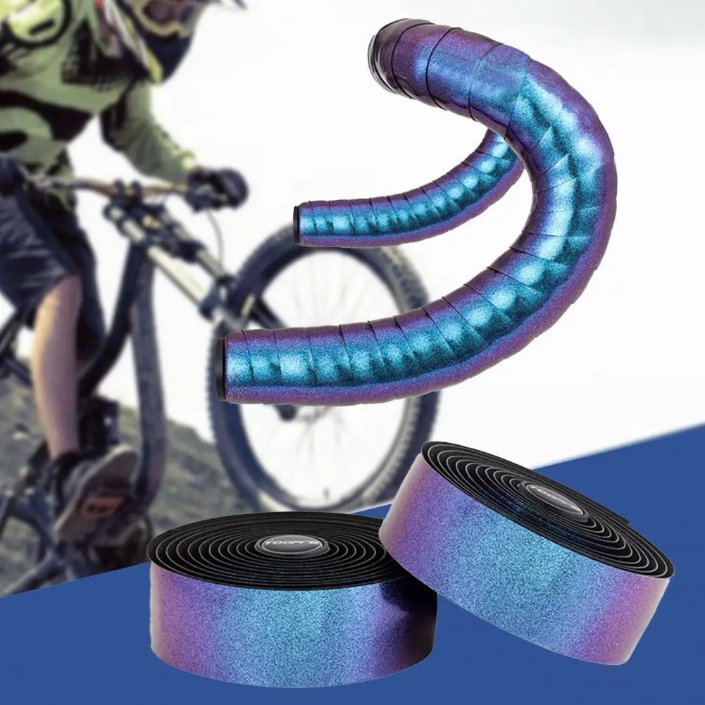

1 Set Bike Grip Tape Lightweight Anti-skid EVA Color Changing Faux Leather Bar Tape Shock Absorbing Bike Bar Tape for Bike