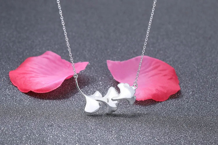 Kindey Boho Silver Color Ginkgo Biloba Leaf Necklaces For Women Girls Gifts Statement Charm Pendant Collar | Украшения и