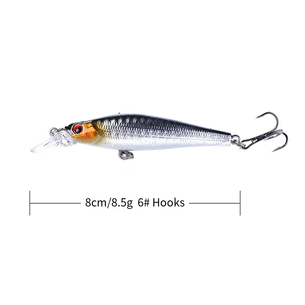 1 шт. ABS пластик 8 см 5 GMinnow рыболовные приманки видов цветов длинный язык цветная