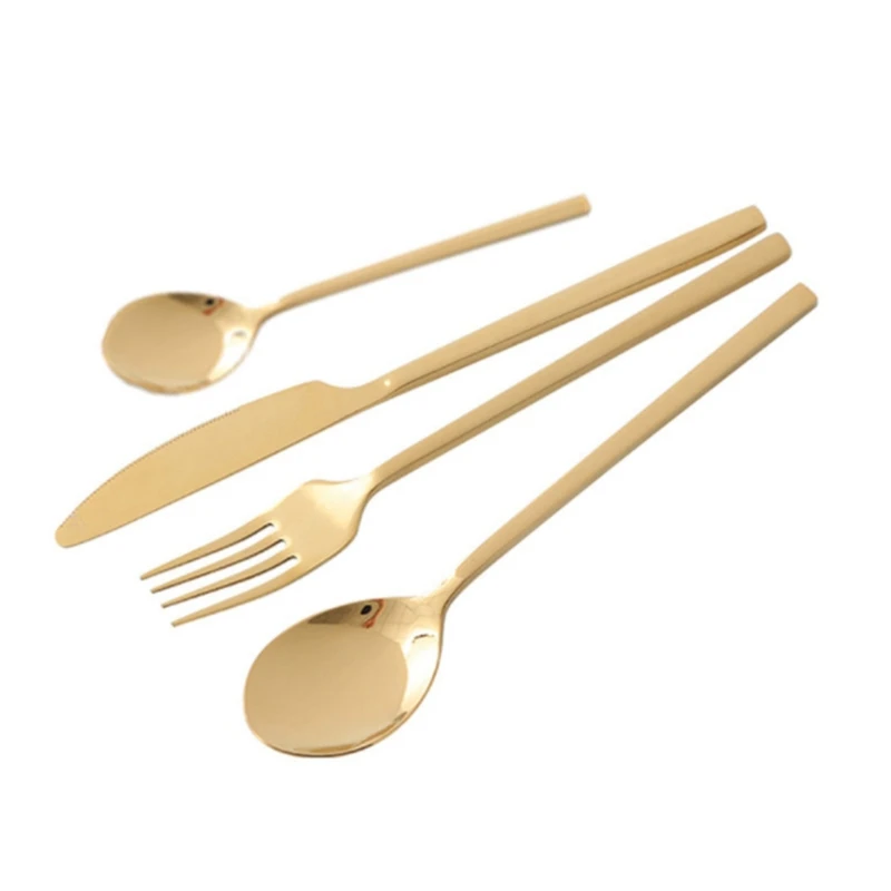 

Tablewellware Golden Tableware 24Pcs Stainless Steel Cutlery Spoon Fork Knife Set Home Gold Dinnerware Set Eco Friendly