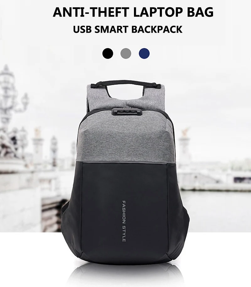Рюкзак с usb зарядкой, умный рюкзак с блокировкой паролем, модная Водонепроницаемая Студенческая сумка, деловая безопасная сумка для ноутбука