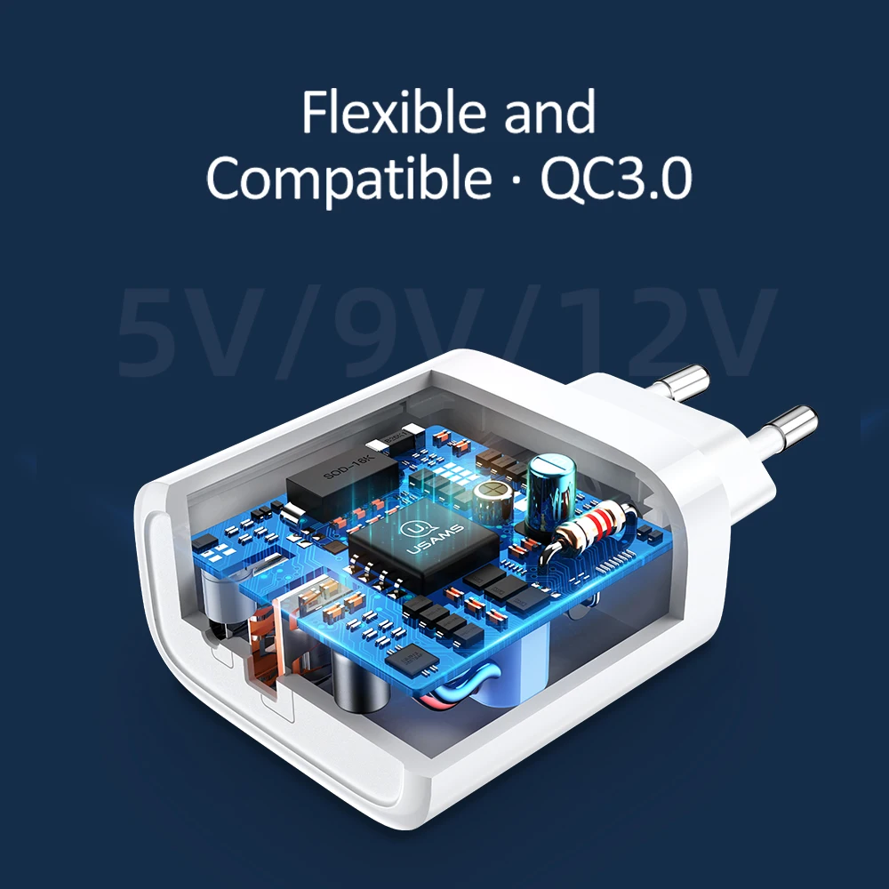 Зарядное устройство USAMS 20 Вт с европейской вилкой 5 В 3 4 А QC3.0 PD3.0 быстрая зарядка