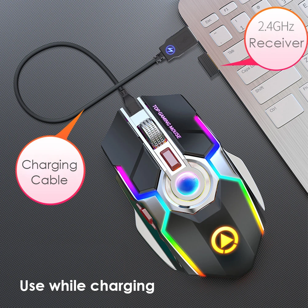

A5 2.4G Wireless 1600DPI RGB Backlight Rechargeable Optical PC Gaming Mouse