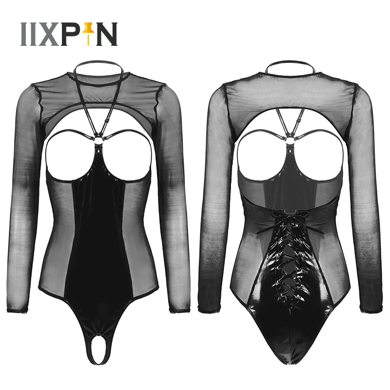 Женские сексуальные открытые чашечки нижнее белье боди с лямкой на шее сзади