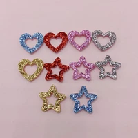 40pcs shiny hollow out five pointed star love padded applique crafts for garment accessories and girl hair jewelry decoration