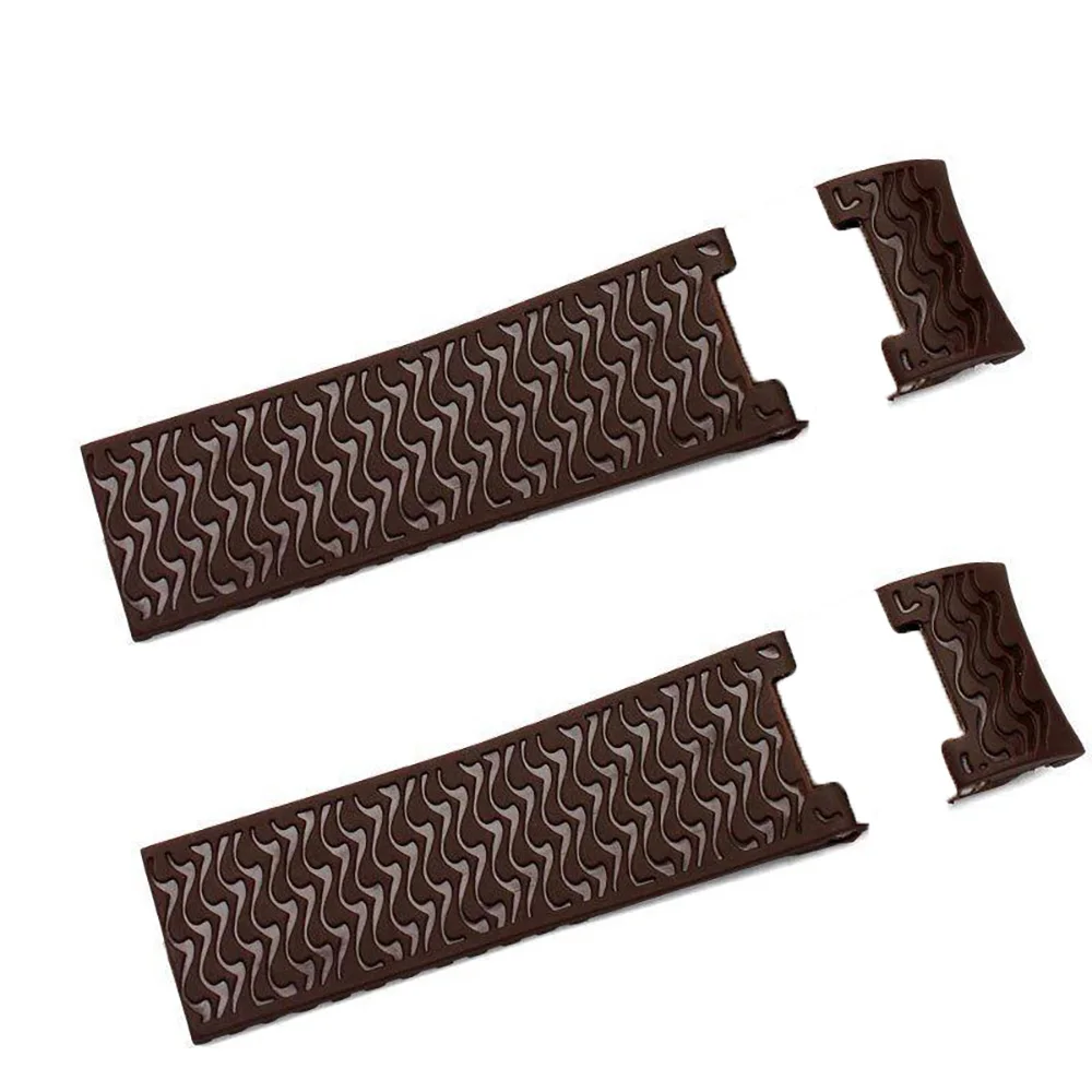 CARLYWET 22mm Top Quality Luxury Brown Waterproof Silicone Rubber Replacement Wrist Watch Band Strap Belt For Ulysse Nardin