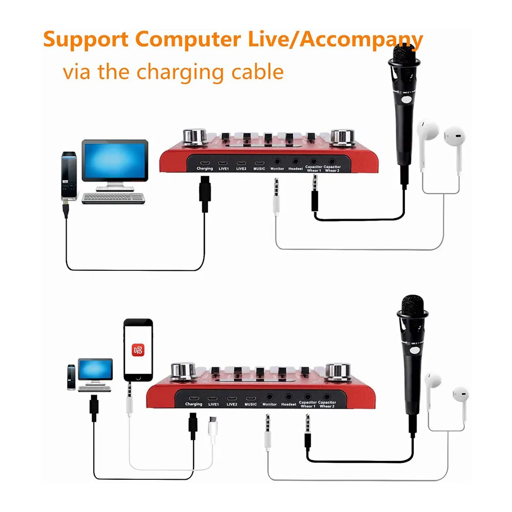 

Professional Sound Card For Microphone Audio Interface Webcast Recording Entertainment Streamer Sound Card