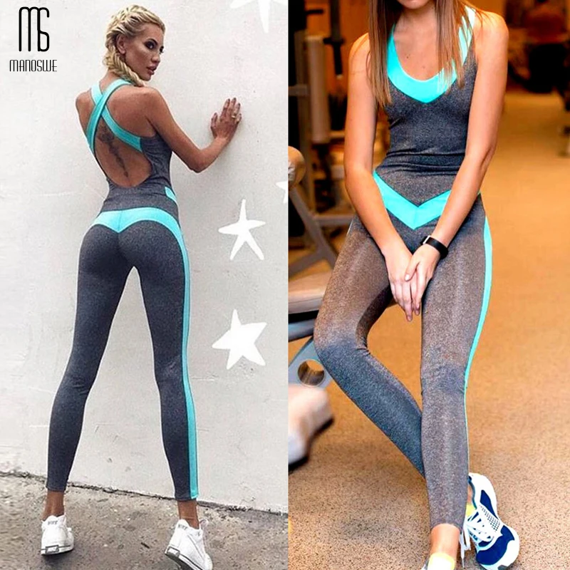 Женская цельная спортивная одежда Обтягивающие Комбинезоны с открытой спиной