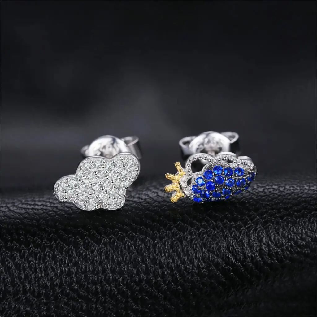Ювелирные серьги-гвоздики из синей шпинели с облаками 925 пробы серебряные серьги