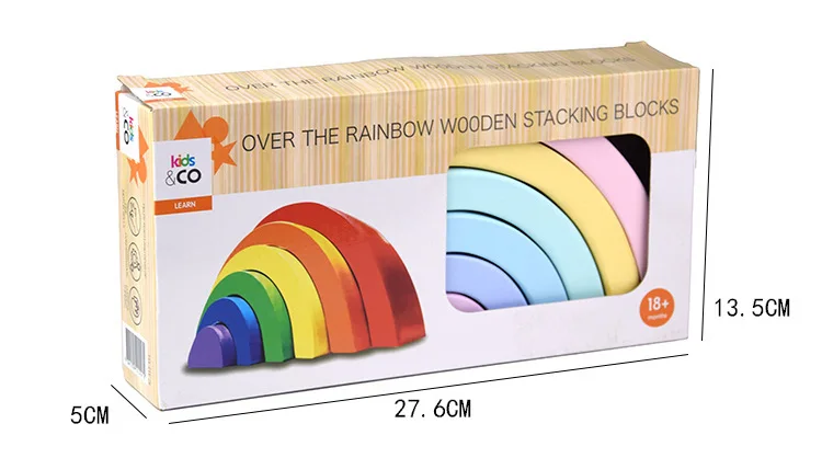 

Macaron rainbow building blocks wooden arch bridge semicircle children's wooden puzzle early Education Jenga toys 6pcs