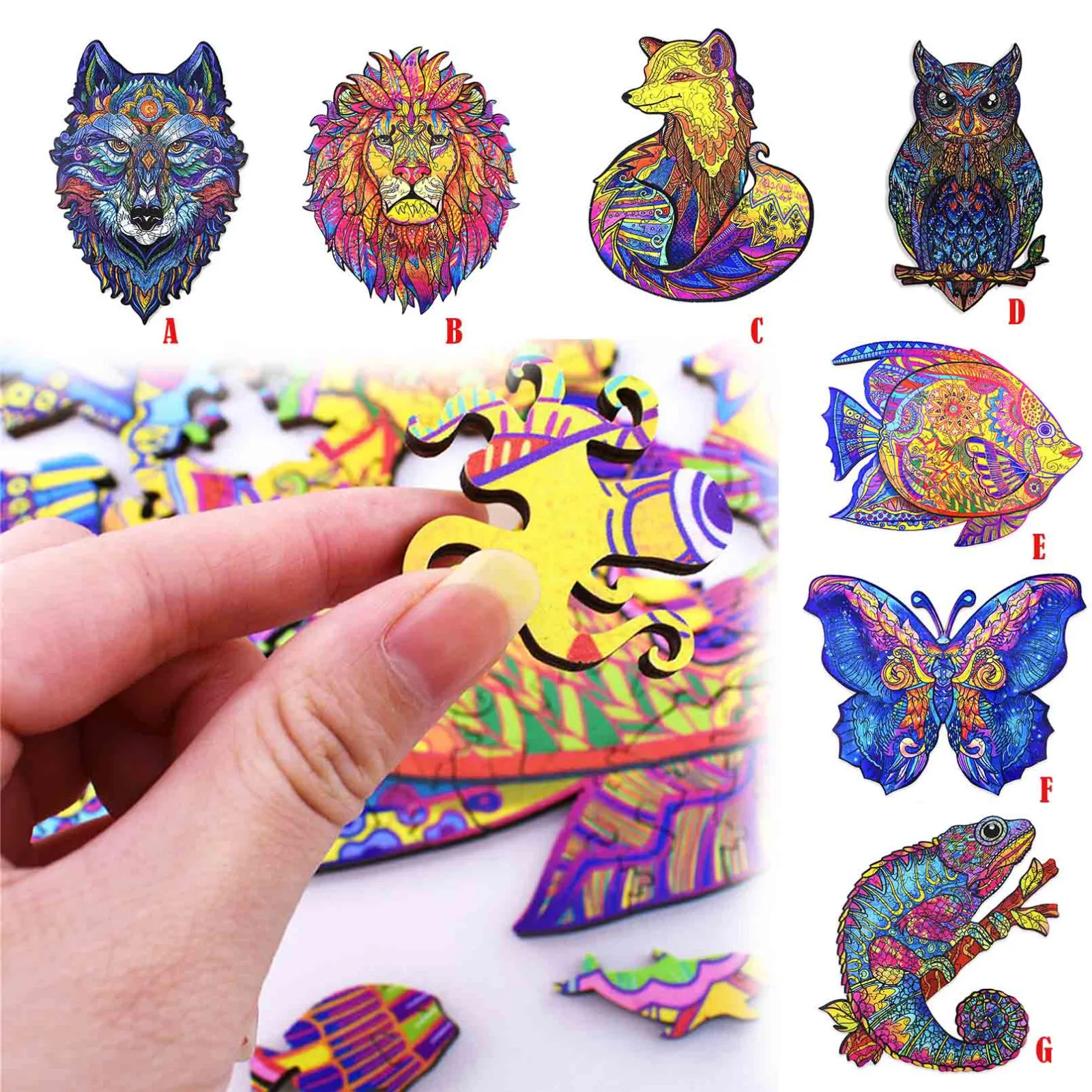 

100/150/200 PC Wooden Jigsaw Puzzle Unique Shape Pieces Animal Gift for Adults and Kids 5MM Montessori puzzle en bois animaux