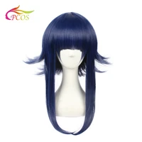 hyuga hinata anime cosplay wig straight blue synthetic hair for child free wig cap