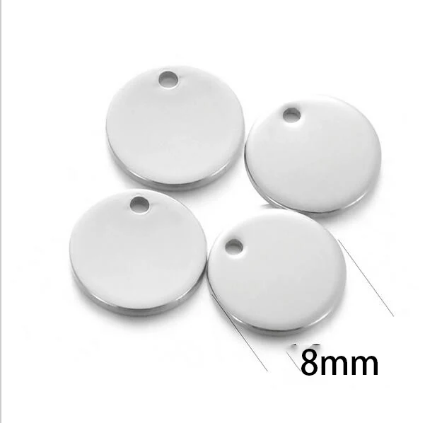8mm Silver 10 шт из нержавеющей стали металлические плоские круглые пустые монеты шармы с тиснением бирки подвески - Цвет: 8mm Silver