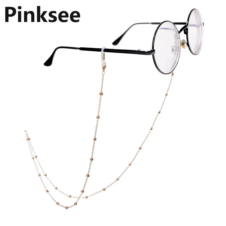 P0074A Gold 80cm Горячая жемчужные бусины очки цепочка для очков близорукость Пресбиопия анти-потеря шнурок для очков Очки Фиксатор аксессуары - Цвет: P0074A Gold 80cm