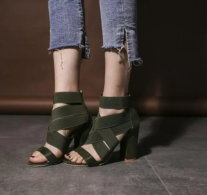 

Fashion Ladies Summer Sexy High Heel Party Shoes Ladies Open Toe Thick With Women's High Heels Sandal