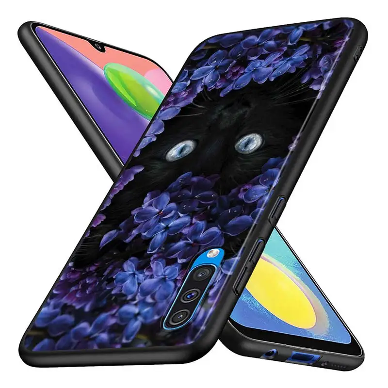 

Cat from flowers for Samsung Note 20 Ultra Plus A71 A51 5G A21S A41 A31 A10 M60S M40 M30 M20 M10S Black Phone Case