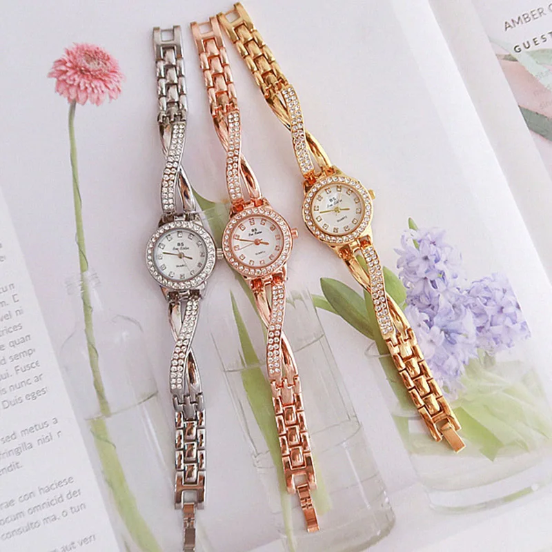 Часы наручные женские кварцевые роскошные брендовые с кристаллами цвета