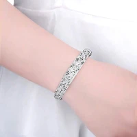 fashion 925 silver plating gypsophila carved metal bracelets high quality women jewelry adjustable bangles ladies party gift